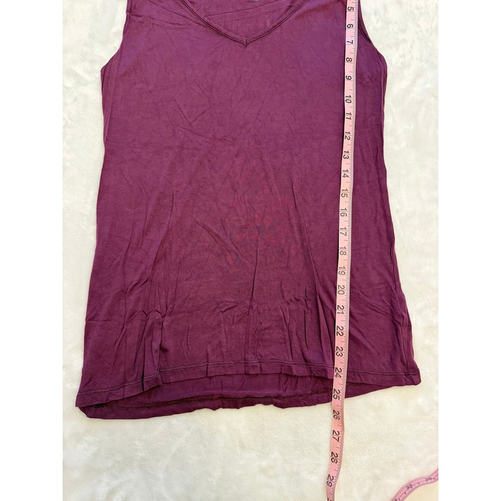 Soft Surroundings Womens Plum Purple V-Neck Viscose Tank Top Size Small 2AZ23 - Picture 3 of 8